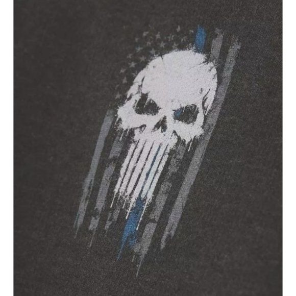 HOWITZER MENS GREY 'BACK THE BLUE' DISTRESSED GRAPHIC HOODIE - NWOT - SZ: XL - Picture 7 of 8